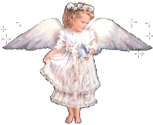 A child angel, wings gently moving.